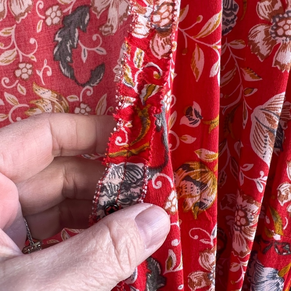 LOFT Orange Floral Wrap Dress Size 12. - Picture 3 of 6